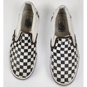 VANS OFF THE WALL CLASSIC CHECKERBOARD SLIP ON BLACK WHITE SZ 8 mens, wmns 9.5